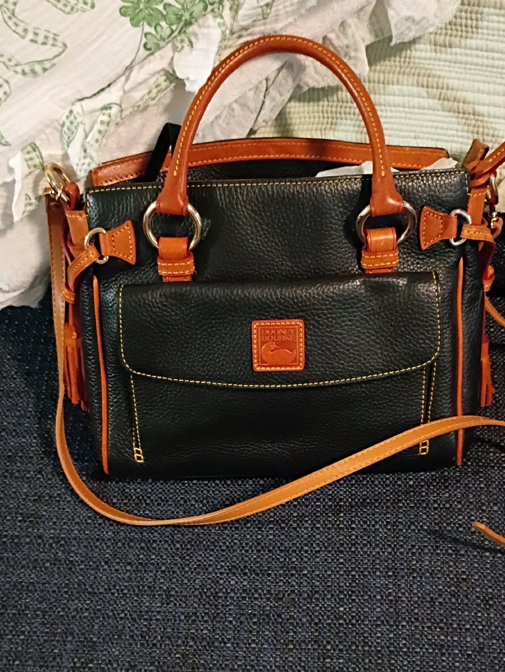 DOONEY AND BOURKE ALL WEATHER LEATHER SATCHEL W/TASSELLS